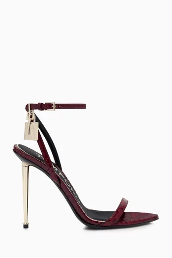 Padlock Sandals in Snake-embossed Leather