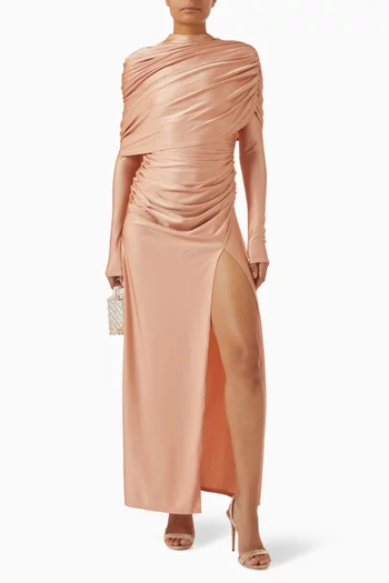 Asymmetrical Shawl Drape Gown in Jersey