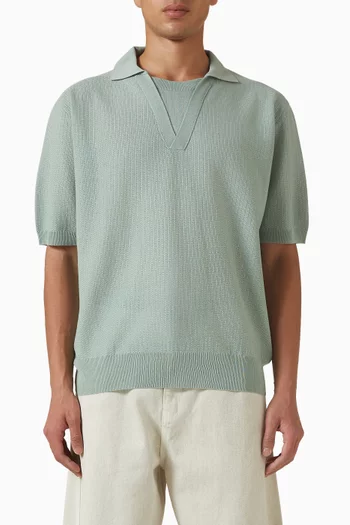 Layered Neck Polo T-shirt in Knit