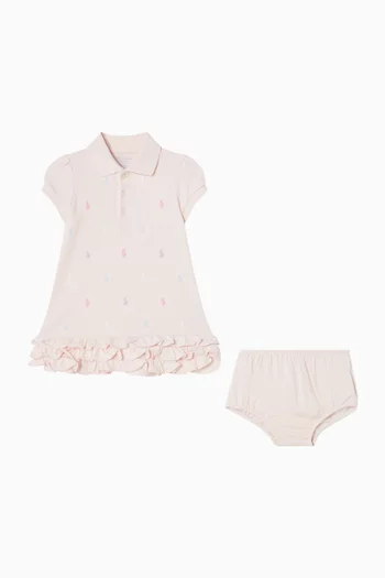Ruffled Polo Romper in Cotton