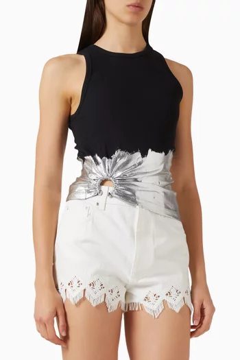 Metal-ring Tank Top in Cotton Blend