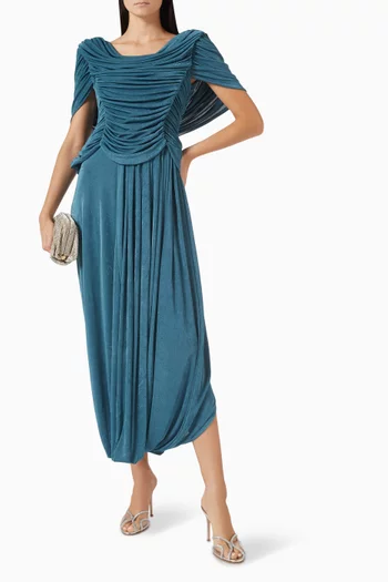 Cascade Draped Midi Dress