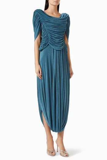 Cascade Draped Midi Dress