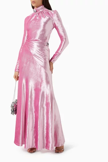 Draped Brooch Skirt in Velvet