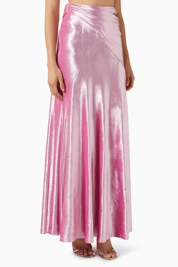 Draped Brooch Skirt in Velvet
