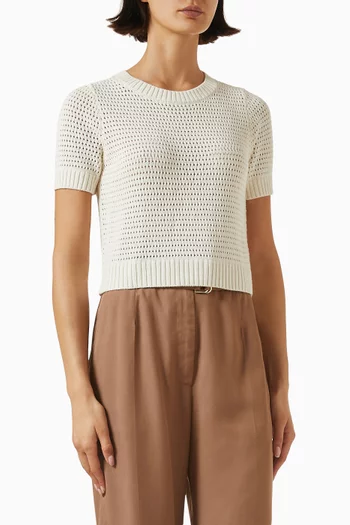 Cable-mesh T-shirt in Cotton Blend