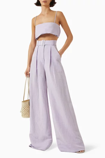 Structured Bandeau Crop Top in Linen Blend