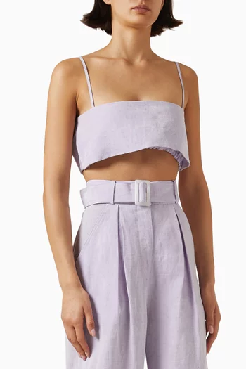 Structured Bandeau Crop Top in Linen Blend