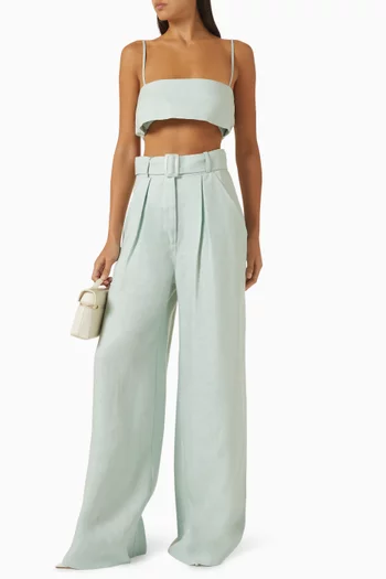 Pleated Wide-leg Pants in Tencel Blend
