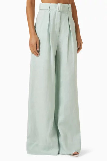 Pleated Wide-leg Pants in Tencel Blend