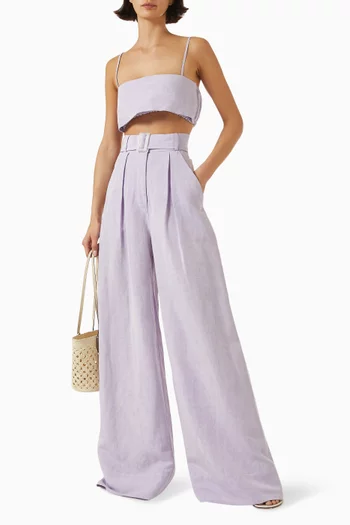Pleated Wide-leg Pants in Tencel Blend