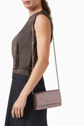 Four Stitches Chain Wallet in Patent Leather
