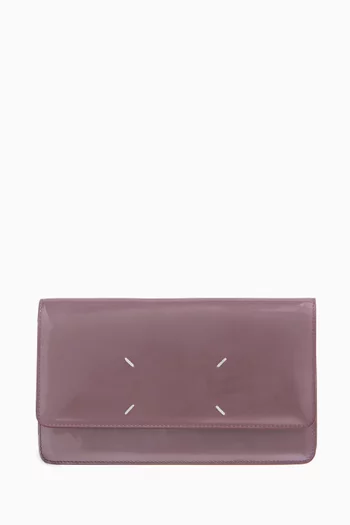 Four Stitches Chain Wallet in Patent Leather