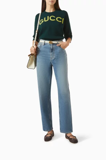 حذاء باليرينا ماري جين بحلية لجام الحصان وكعب مسطح جاكار