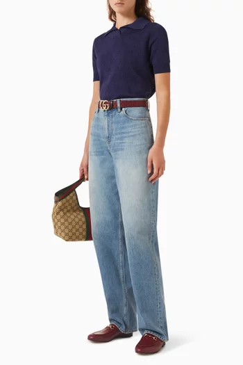 Pointelle Polo Shirt in Silk Blend