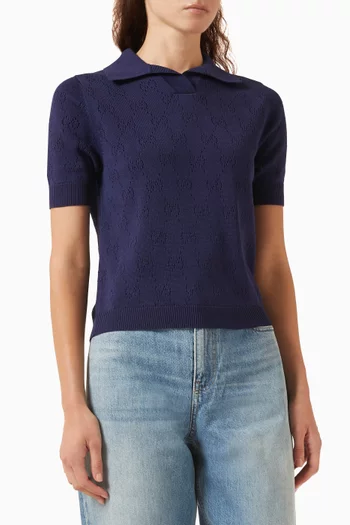 Pointelle Polo Shirt in Silk Blend