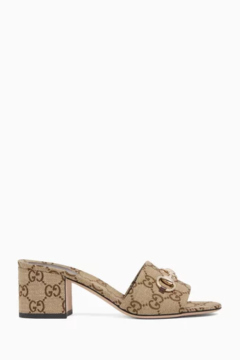 Horsebit Mules in GG Canvas