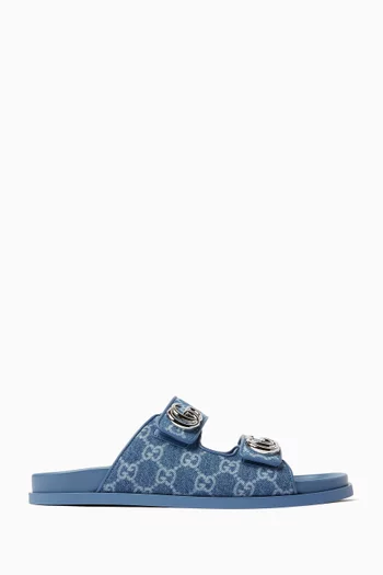 Slide Sandals in GG Denim