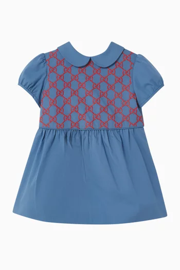 GG Embroidered Dress in Cotton-poplin