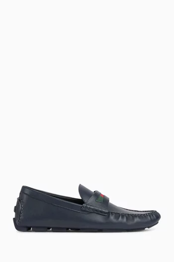 Web-detail Driver Shoes in Leather