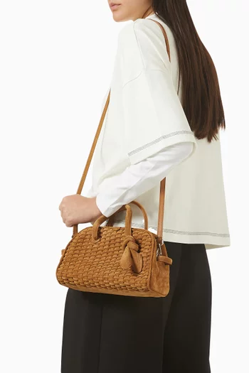 Le Petit Turismo Small Tote Bag in Woven Suede