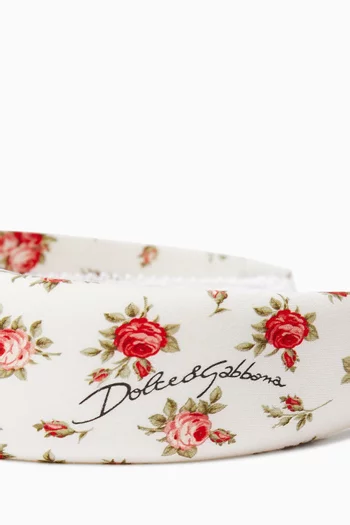 Rose-print Headband in Poplin