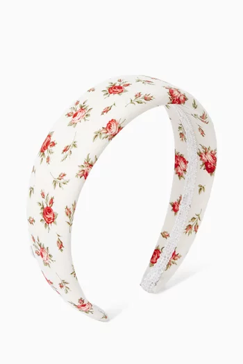 Rose-print Headband in Poplin