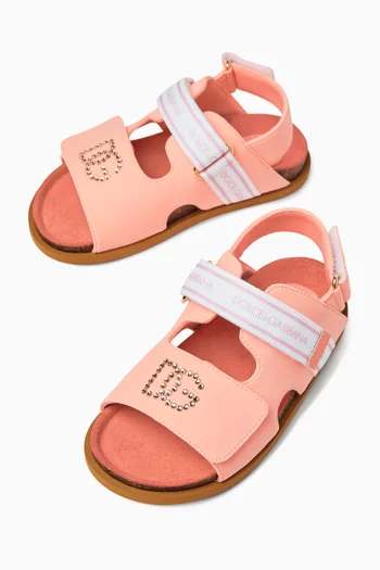 Logo Sandals in Suede & Rubber