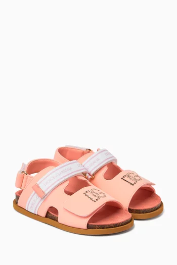 Logo Sandals in Suede & Rubber