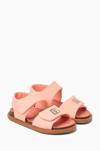Logo Sandals in Suede & Rubber