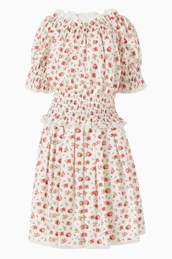 Floral Midi Skirt in Cotton
