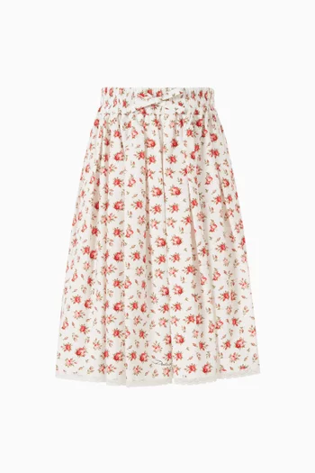 Floral Midi Skirt in Cotton