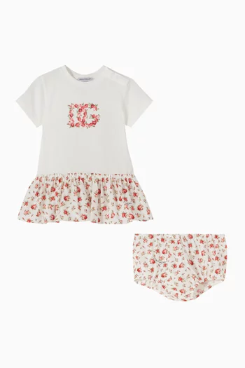 Rose-print Dress in Cotton