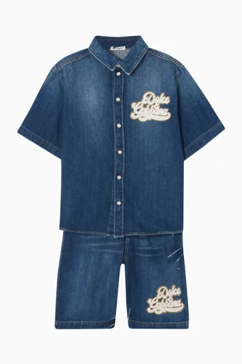 Logo Long Shorts in Denim