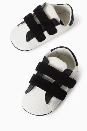 Velcro Sneakers in Canvas & Leather