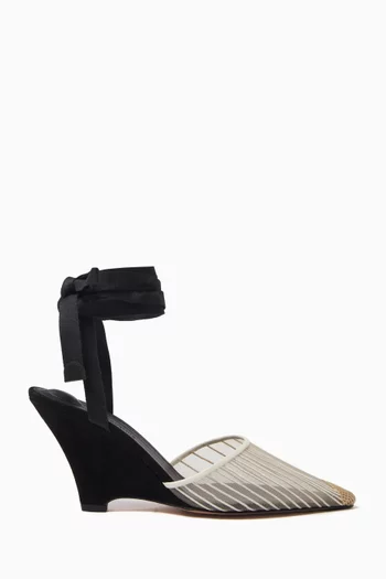 Les Mules 80 Wedges in Mesh