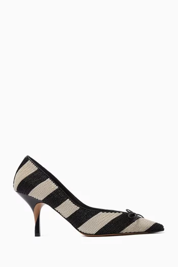 Tourni 80 Striped Pumps in Raffia