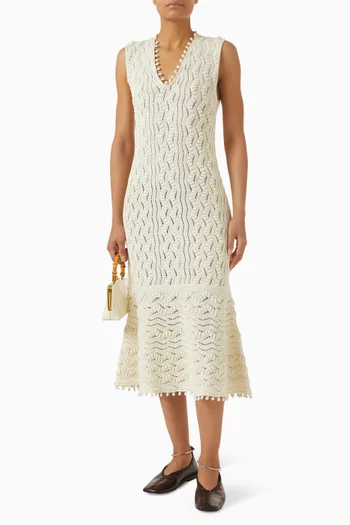 V-neck Knit Dress in Cotton