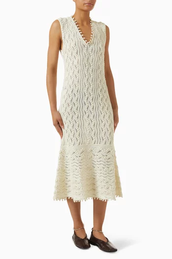 V-neck Knit Dress in Cotton