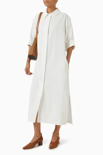Side-slit Shirtdress in Linen