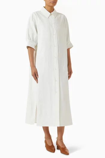 Side-slit Shirtdress in Linen