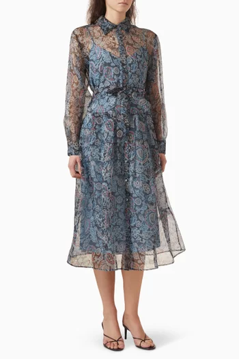 Shirt Midi Dress in Silk Organza