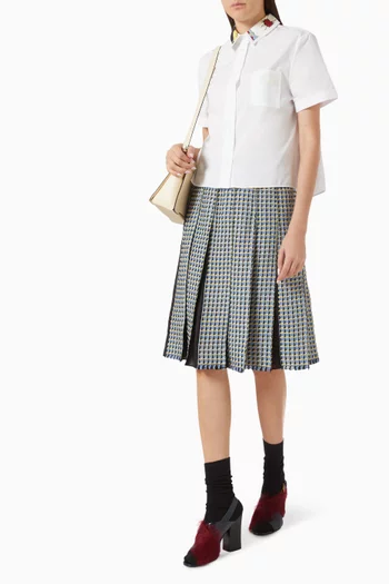 Tweed-effect Pleated Midi Skirt