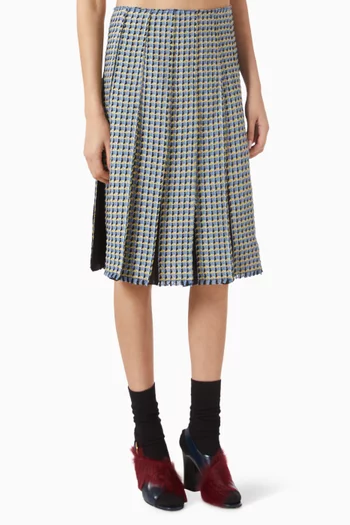 Tweed-effect Pleated Midi Skirt