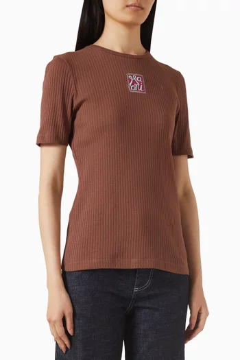 Ribbed T-shirt in Cotton