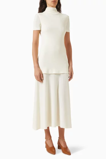 High-neck Dress in Viscose-crepe