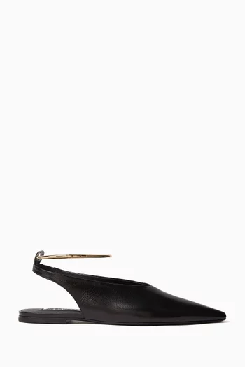 حذاء كلاسيك باليرينا بسير خلفي وخلخال جلد