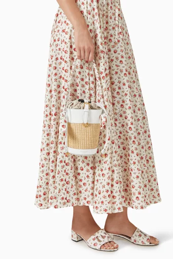 Floral Bucket Bag in Raffia