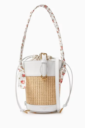 Floral Bucket Bag in Raffia