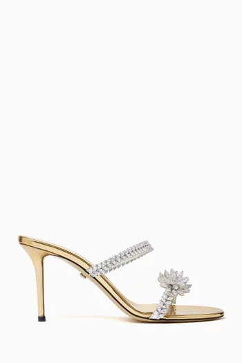Lotus Flower Double-strap Sandals in Mirror Leather